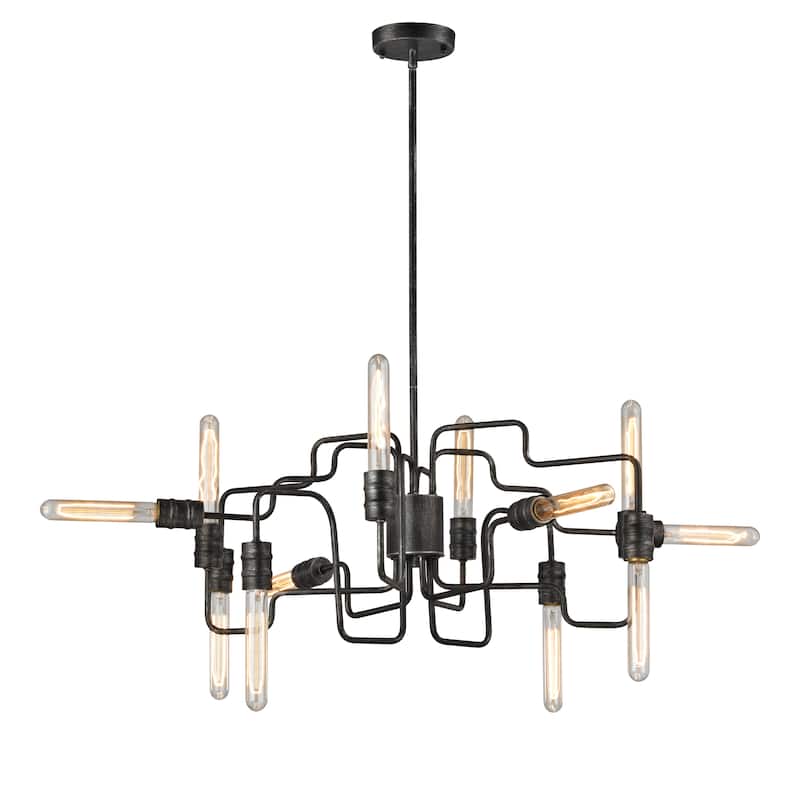 Transit 29-inch Wide 12-Light Chandelier in Silvered Graphite - 29in W x 29in D x 12in H - 29in W x 29in D x 12in H - Silver