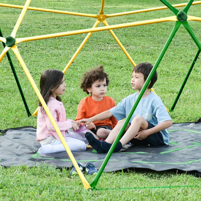 12ft Geometric Dome Climber Play Center, Kids Climbing Dome Tower with Hammock, Rust & UV Resistant Steel Supporting 1000 LBS