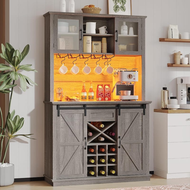 Buffet Cabinet Bar Cabinet Coffee Credenza Sideboard Barn Door Drawer