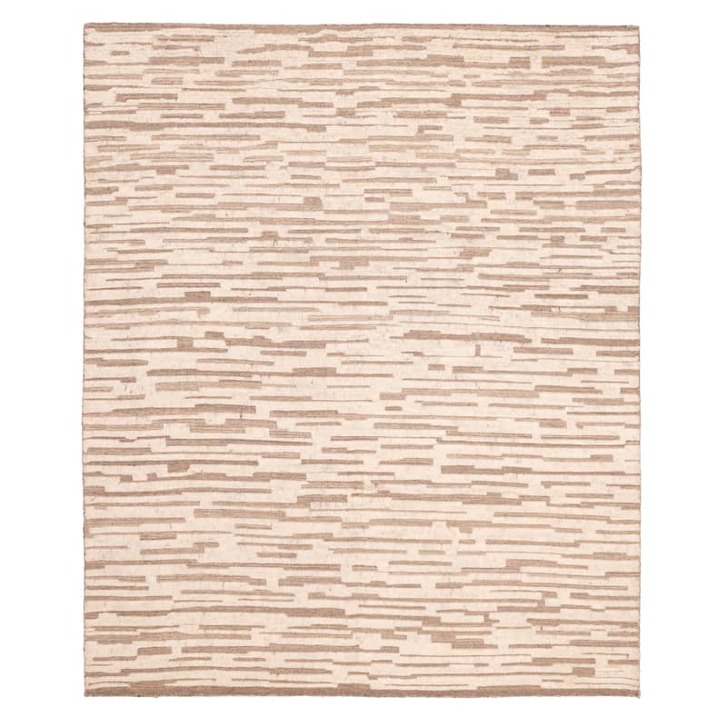 ECARPETGALLERY Hand-knotted Looma Cream, Taupe Wool Rug - 8'0 x 10'0