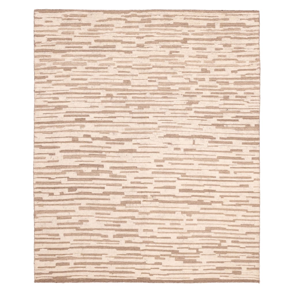 ECARPETGALLERY Hand-knotted Looma Cream, Taupe Wool Rug - 8'0 x 10'0