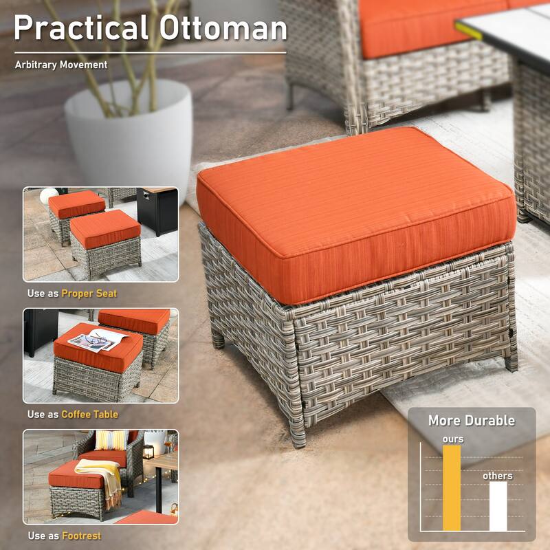 HOOOWOOO 6-pieces Wicker Patio Furniture Conversation Set with Coffee Table