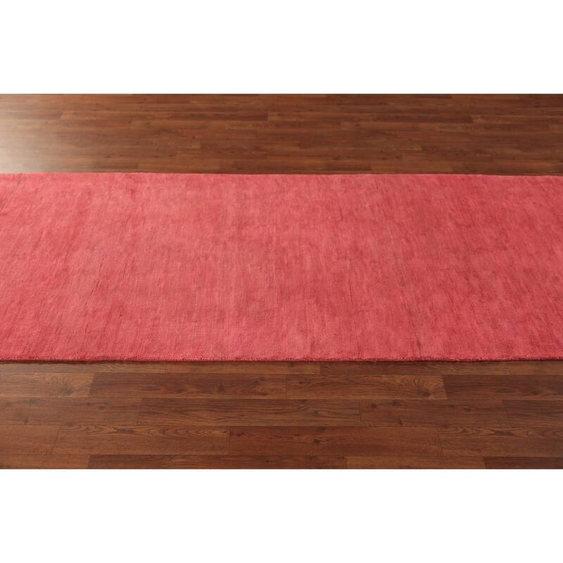 Pink Gabbeh Oriental Runner Rug Hand-Knotted Wool Carpet - 3'2" x 12'3"
