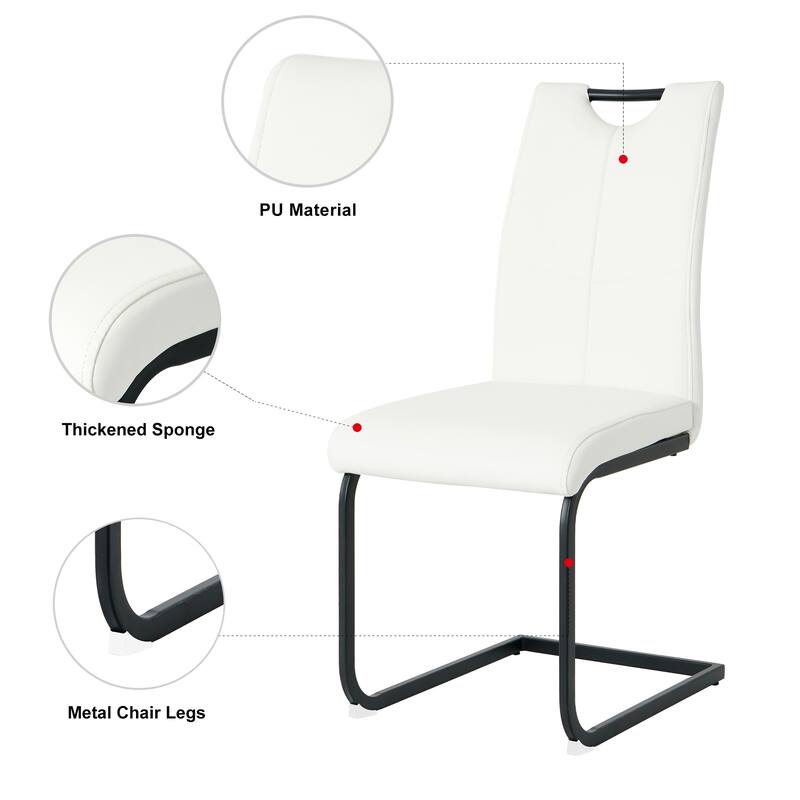 Modern Dining Chair Living Room Chair Upholstered Chair (Set Of 4) - White Pu