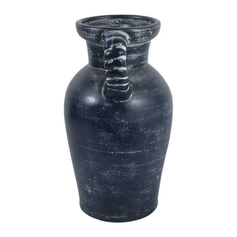 Decorative Textured Amphora Table Vase with Twisted Handles