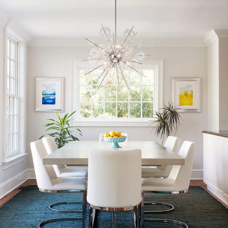 6-Light Modern Glam Linear Sputnik Clear Glass Globe Bubble Chandelier Cluster Starburst Pendant Island Light