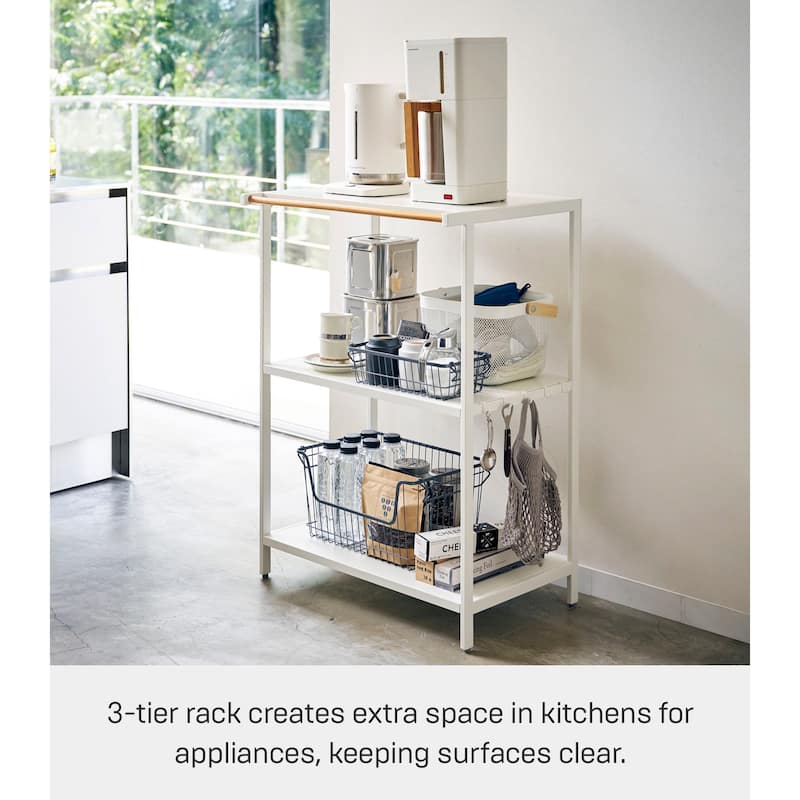 Yamazaki Home Storage Rack - Three Sizes, Steel, 35-Inch, Holds 64.9 lbs, Adjustable - L 18.31 x W 23.62 x H 35.43 inches