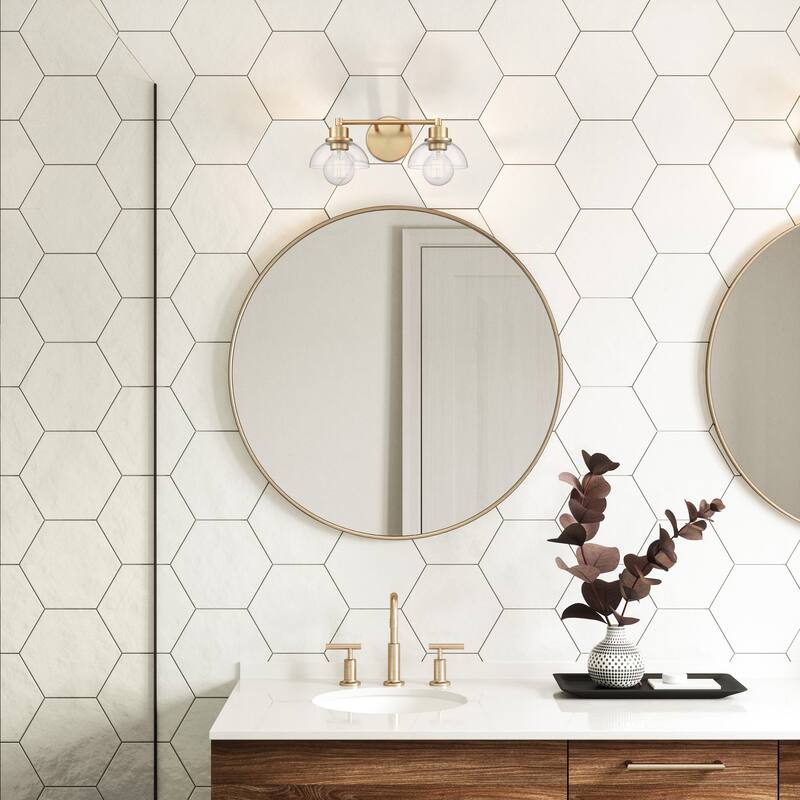 Elk Home Julian Brushed Gold With Glass Shade 2 Light Vanity Light