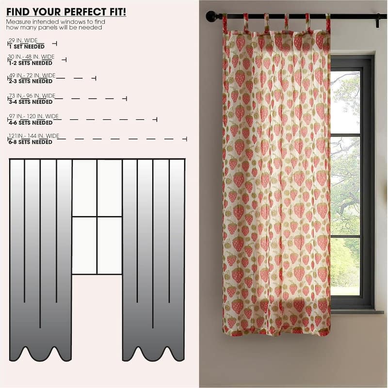 Urban Lifestyle Sheer Strawberry Curtain Panel