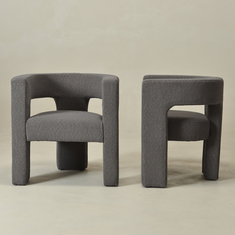 KINWELL 28" Wide Boucle Upholstered Square Armchair (Set of 2)