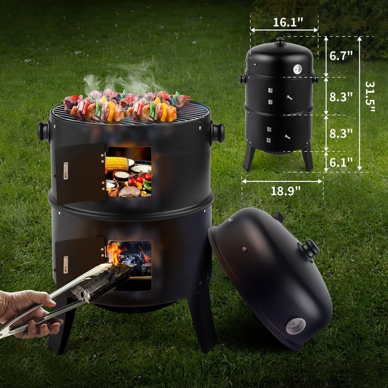 80*41*48cm Iron Spray Smoker Carbon Grill Black