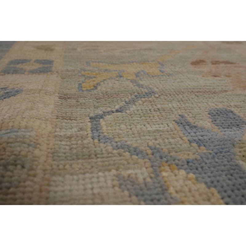 Blue Vegetable Dye Oushak Oriental Large Area Rug Handmade Wool Carpet - 10'5"x 13'7"