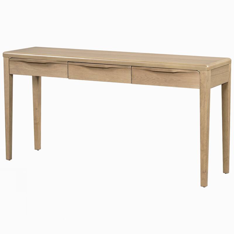 Elegant Console Table with Oak Veneer,Light Luxury Entryway Table with 3 Drawers