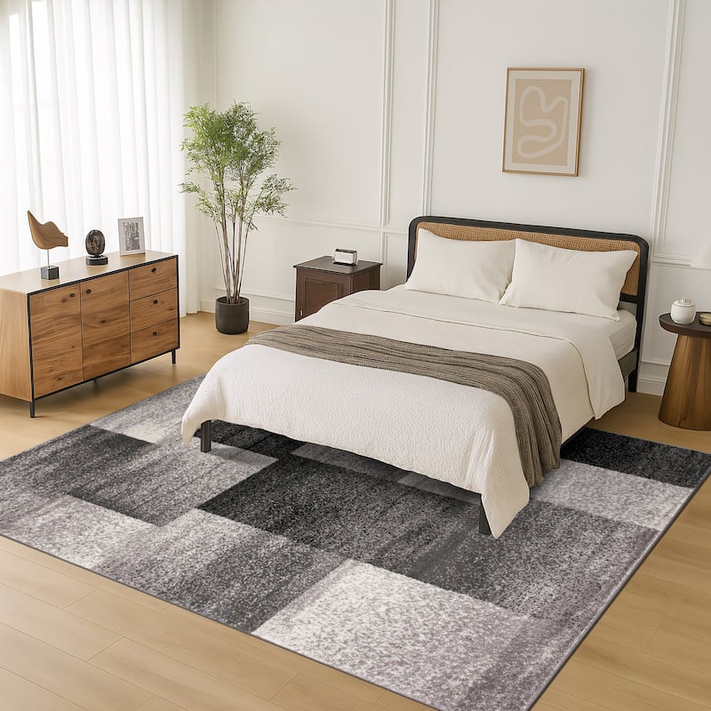 World Rug Gallery Modern Geometric Boxes Area Rug