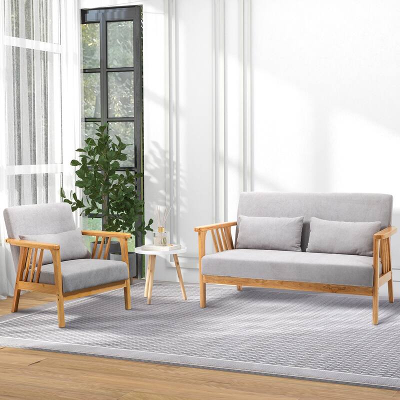 HOMCOM Accent Chairs with Throw Pillow and Cushions
