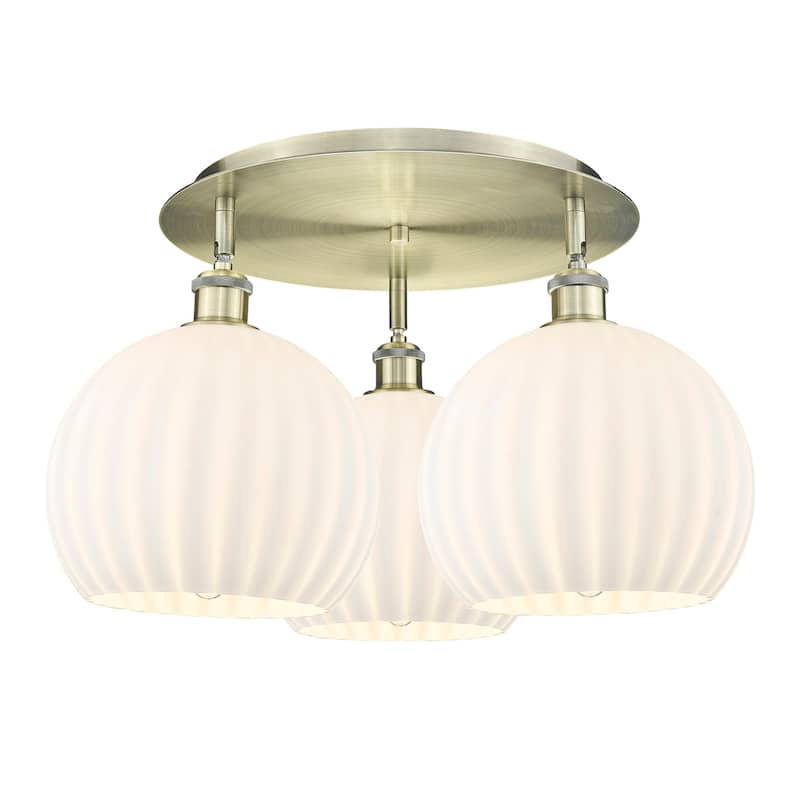 Innovations Lighting 516-3C-13-22-White Venetian-Indoor Ceiling - Antique Brass / White Venetian