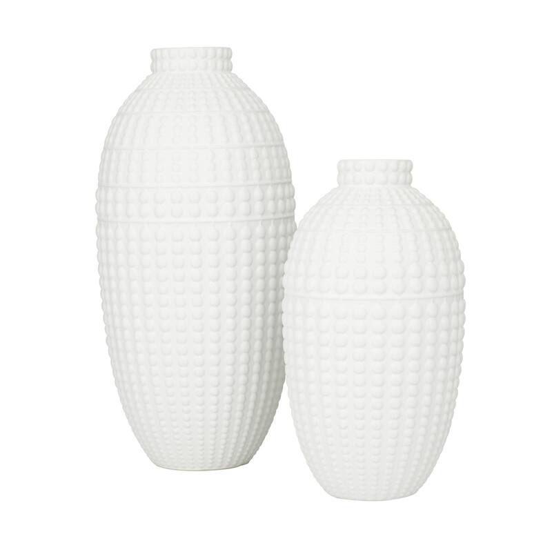 Ceramic Decorative Vase - Set of 2 White - CosmoLiving by Cosmopolitan