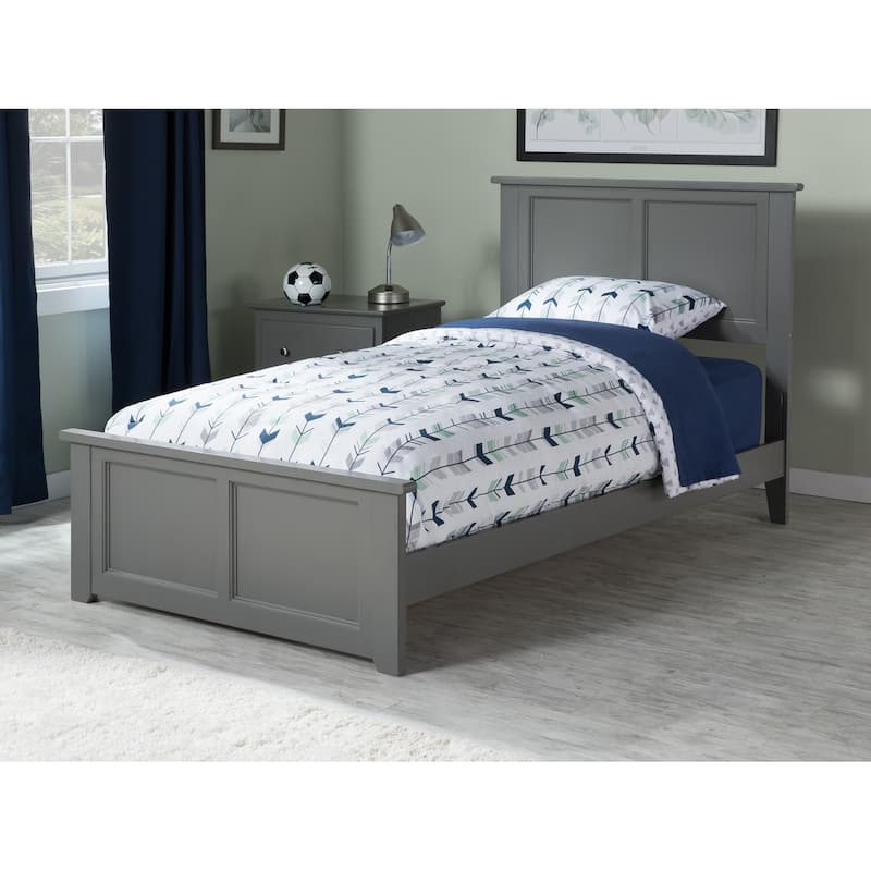 AFI Madison Twin XL Foundation Bed with Matching Footboard & Charging Station in Grey - Grey - Twin XL