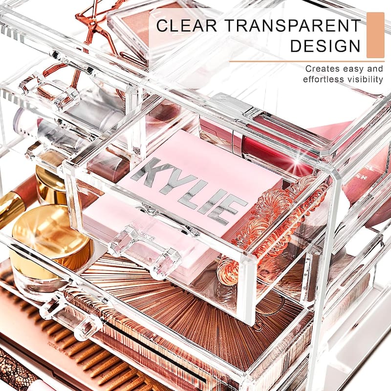 Sorbus Acrylic Cosmetics Makeup Jewelry Storage Case Display - 2 Large and 4 Small Drawers Space-Saving, Stylish Acrylic Case