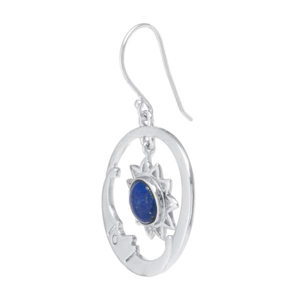 Sterling Silver Lapis Stone Moon And Star Drop Earrings Overstock