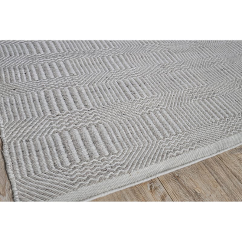EXQUISITE RUGS Naples Indoor/Outdoor Flatweave PET yarn Ivory/Grey Area Rug.