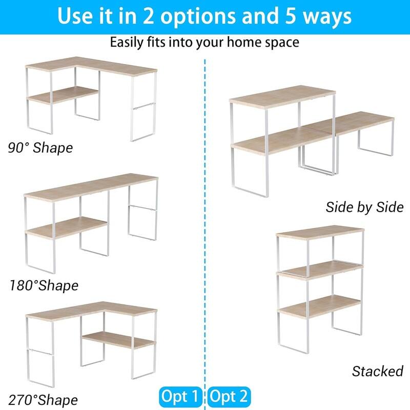 Countertop Organizer Corner Shelf, 2 Tier Adjustable
