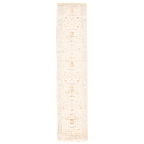 ECARPETGALLERY Hand-knotted Royal Oushak Cream Wool Rug - 2'8 x 18'6