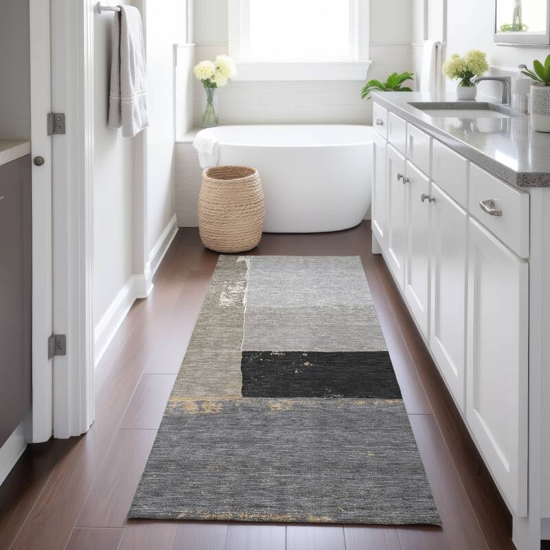 Machine Washable Indoor/ Outdoor Abstract Kraig Chantille Rug