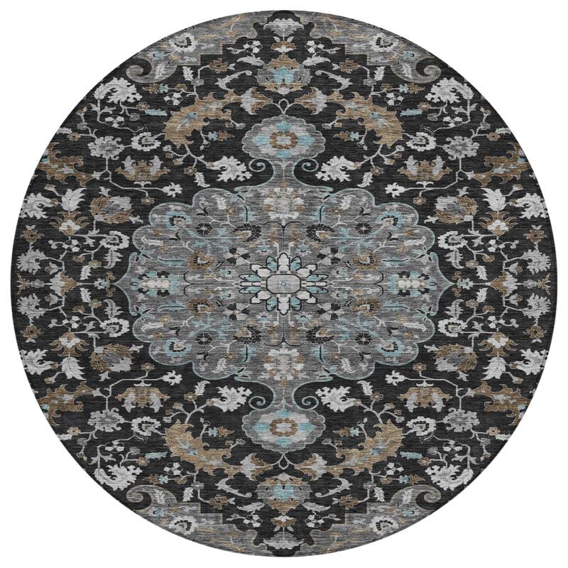 Machine Washable Indoor/ Outdoor Traditional Indore Chantille Rug