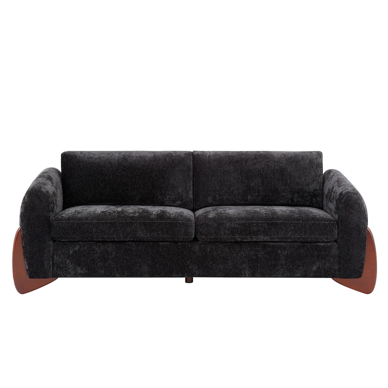 Christopher Knight Home - Hartly Modern Chenille Upholstered 3-Seater Sofa with Solid Wood Legs