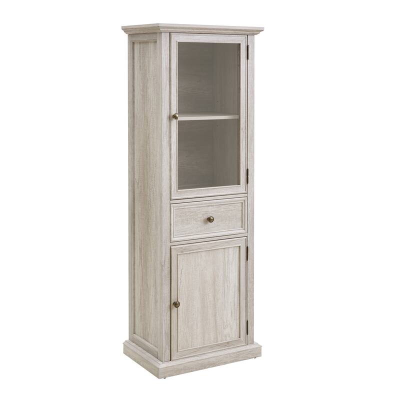 Modern Tall Storage Cabinet with Glass Door, Drawer and Shelves for Living Room, Kitchen, Dining Room