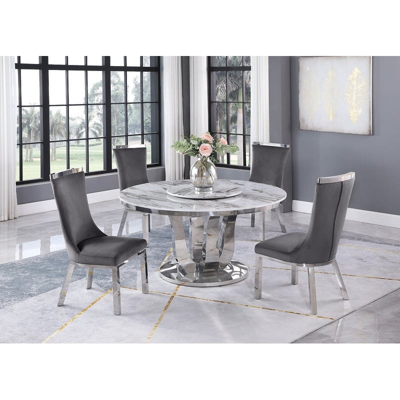 Best Quality 6pc Faux Marble Dining Set - Grey