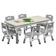 preview thumbnail 16 of 19, Kids Table and 4 Chairs Set with Graffiti Desktop Height Adjustable