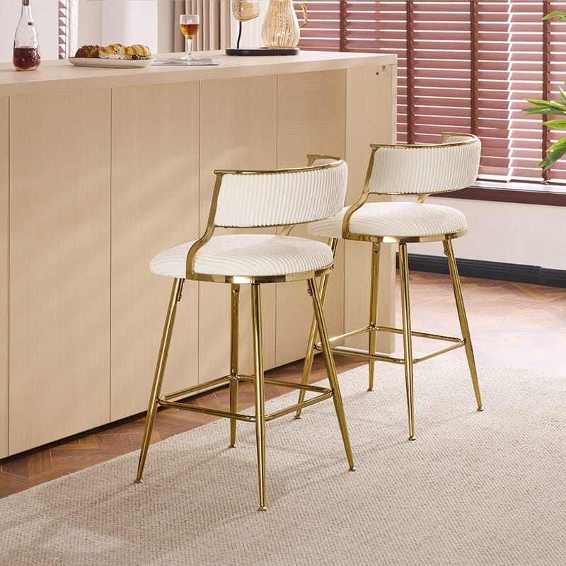 Thick Padded Cushion Metal Legs Modern Bar Stool