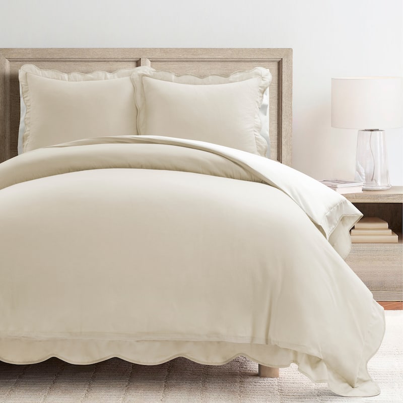 Lush Decor Coastal Chic Scallop Edge Duvet 3 Piece Set