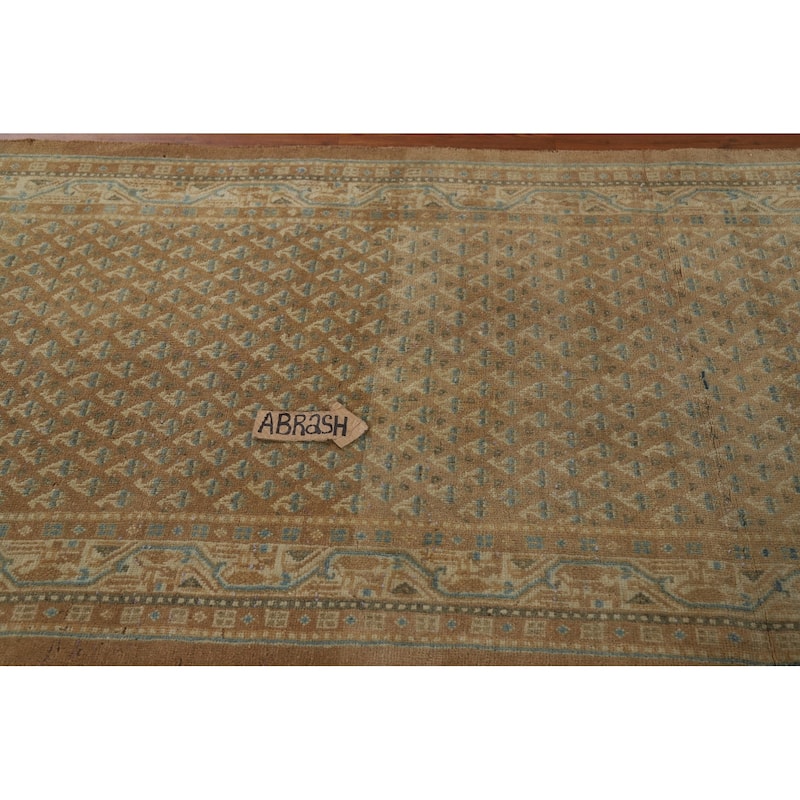 Brown Rust Botemir Persian Vintage Runner Rug Hand-Knotted Wool Carpet - 3'5"x 9'11"