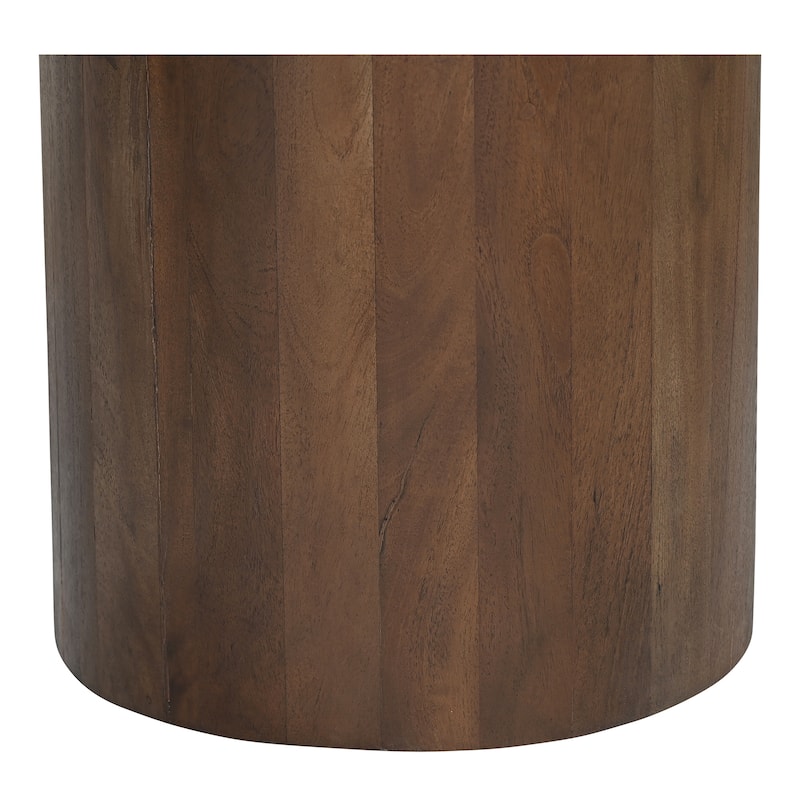 NADAAL STUDIOS Elowynne Console Table, Reclaimed Neem Wood with Twin Cylindrical Bases, Warm Brown