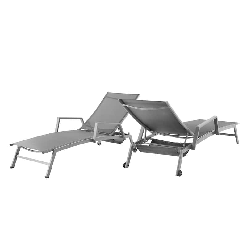 Corvus Sorrento Outdoor Sling Fabric Adjustable Chaise Lounge with Arms
