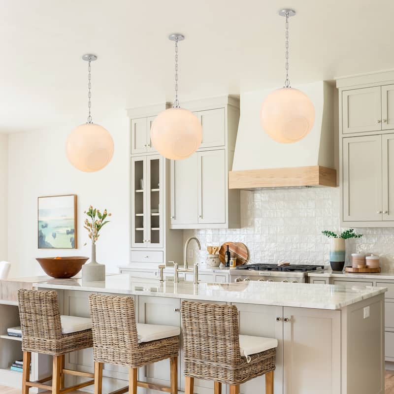 Modern White Bubble Glass Globe Pendant Light with Side Opening