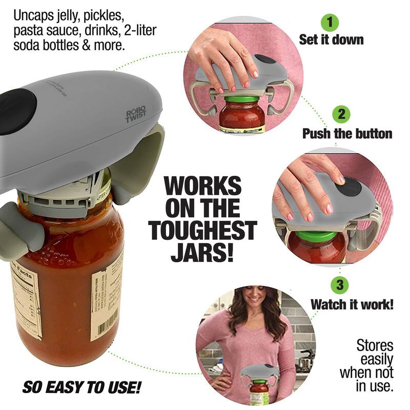 Robo Twist Electric Jar Opener Automatic Hands-Free Kitchen Gadget