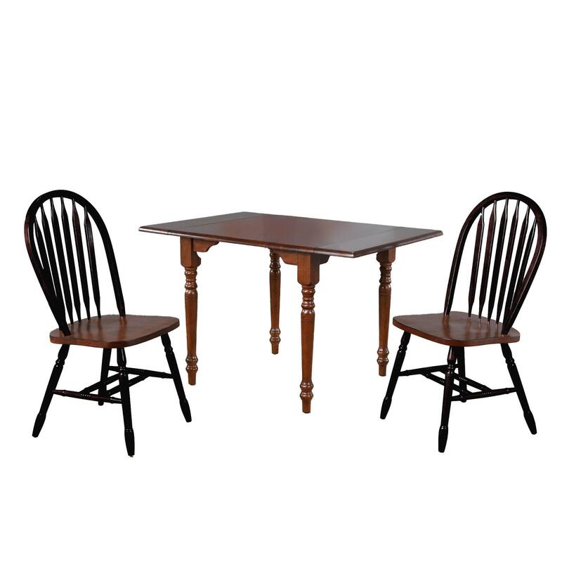 Expandable Dining Set - Solid Wood Table & 2 Chairs - 34-48" Rectangular Kitchen Table Set