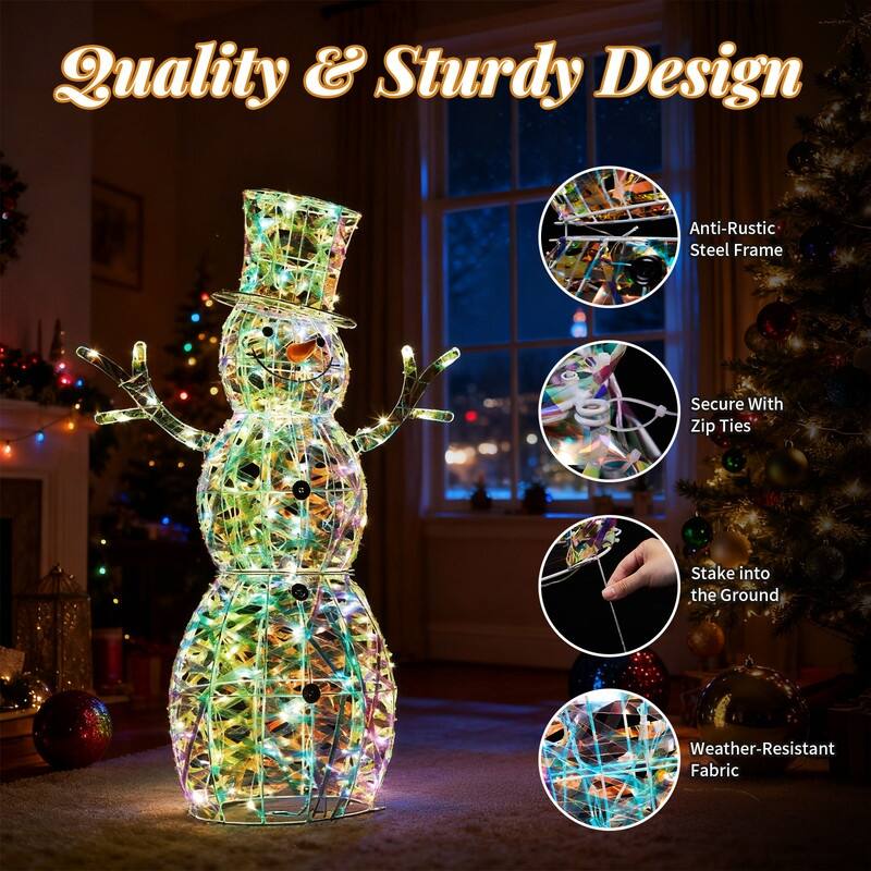 4FT Lighted Iridescent Snowman Christmas Decorations