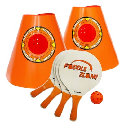 18" Orange Pickleball Paddle Zlam with Cones Backyard Paddle Ball Game