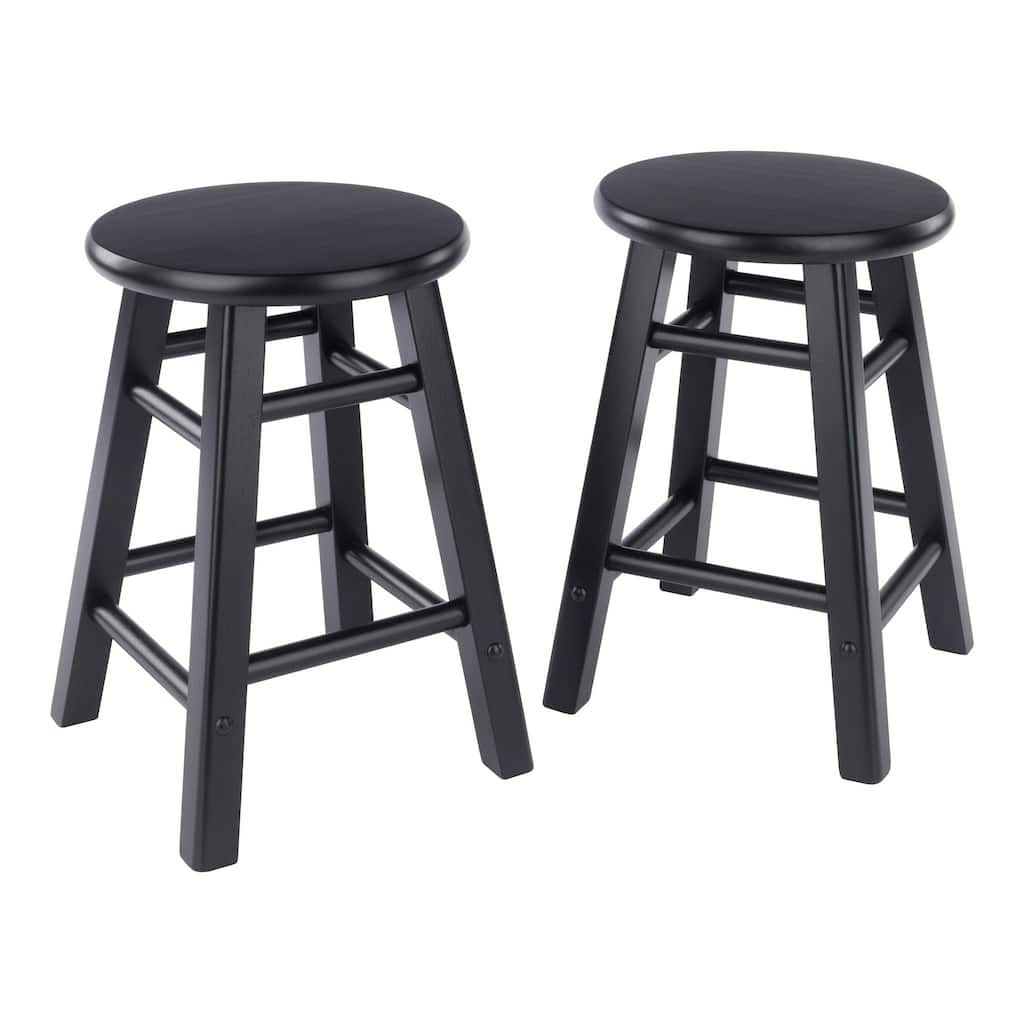 Element 2-Pc Square Legs Dining Stool Set, Black Finish - N/A