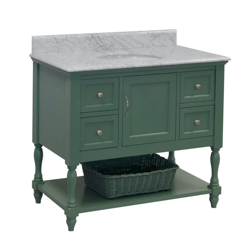 KitchenBathCollection Beverly 42" BathroomVanity w/ Carrara Marble Top