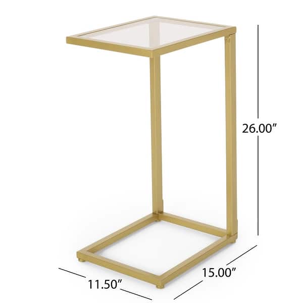Bagan Modern Glam Glass Top C-Shaped Side Table by Christopher Knight Home - 11.50" L x 15.00" W x 26.00" H
