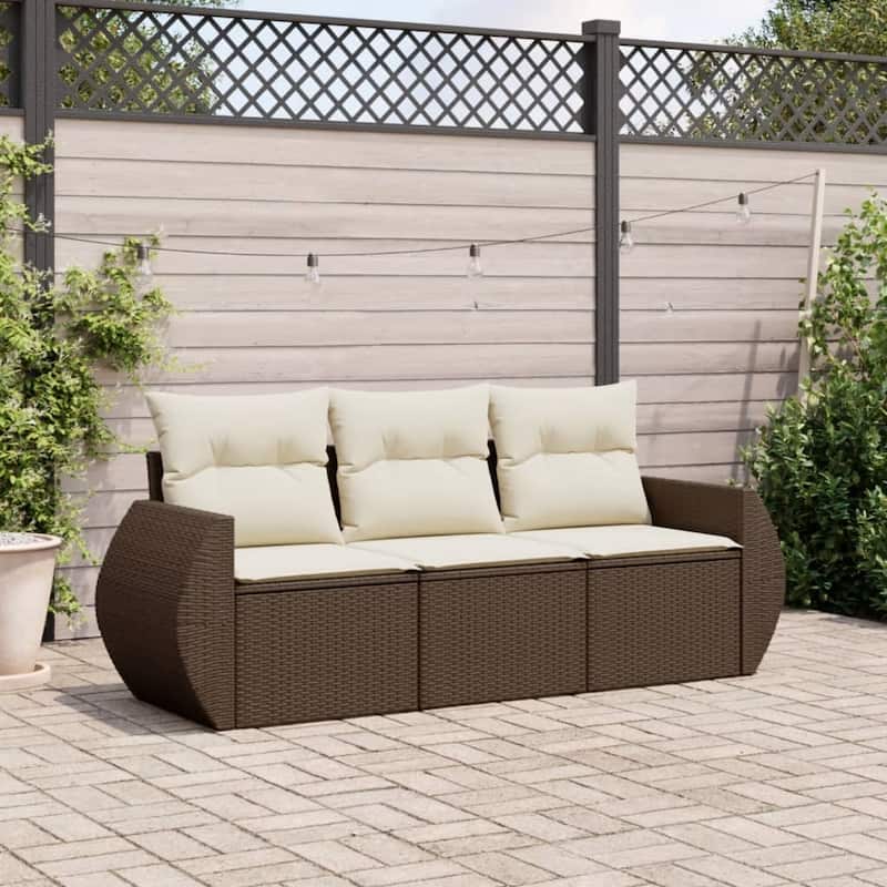 vidaXL Garden Sofa Set - Brown and cream Without table