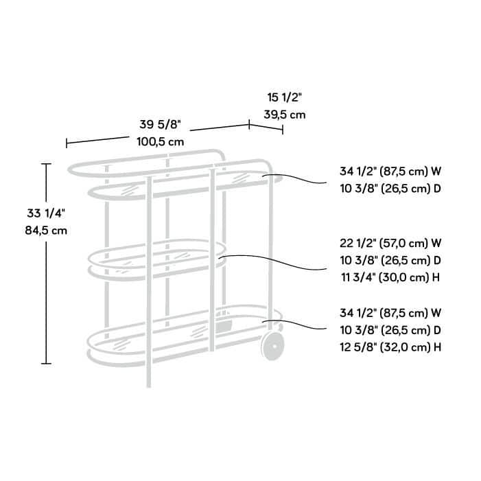 Coral Cape Bar Cart Metal/glass