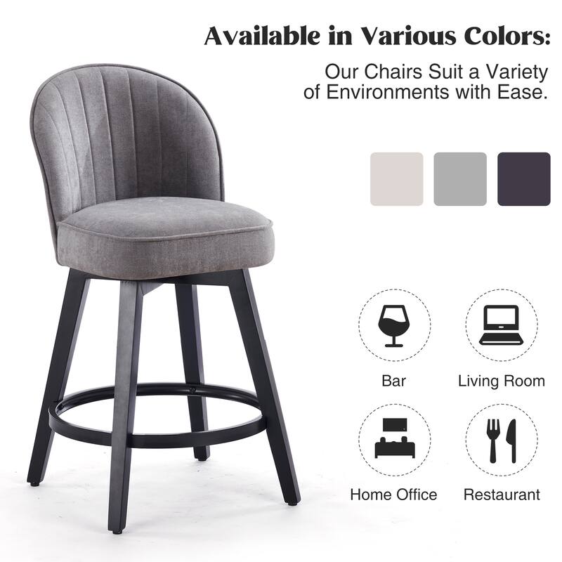 HOMYKA Swivel Bar Stool with Wood Legs Set of 2 - N/A