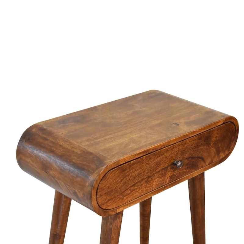 Artisan Furniture solid wood Mini Round Chestnut Console, Brown with one drawer